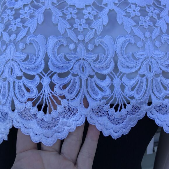 Jessica Scott McClintock Formal Long Black Gown White Lace Size 8 10 Vtg 80s 90s - Picture 4 of 8